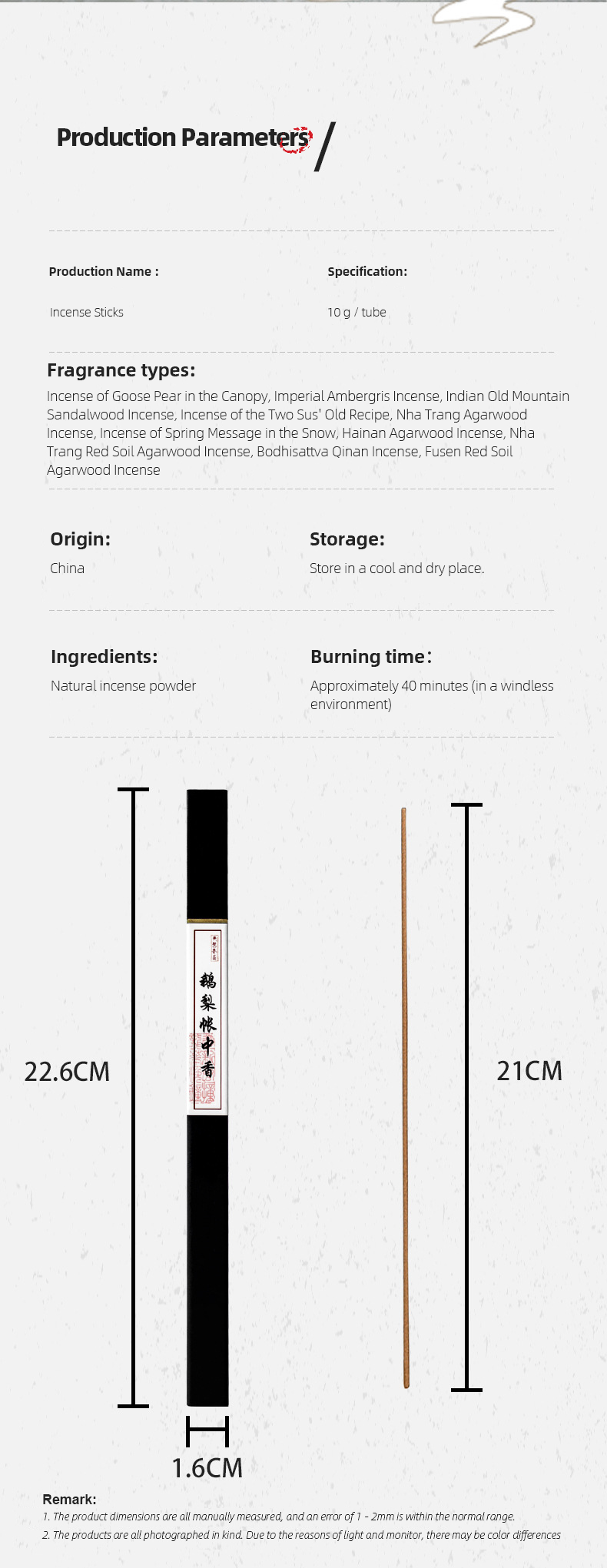 Incense parameter