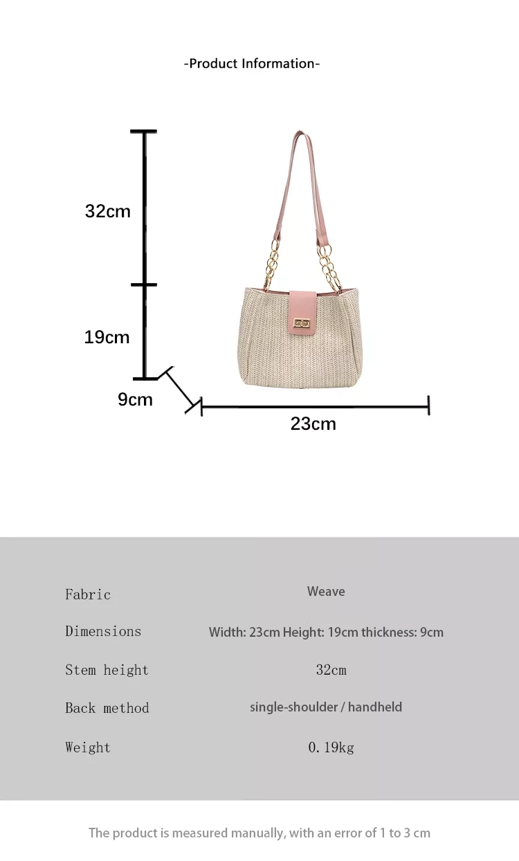 Popular Straw Woven Shoulder Bag with Buckle
