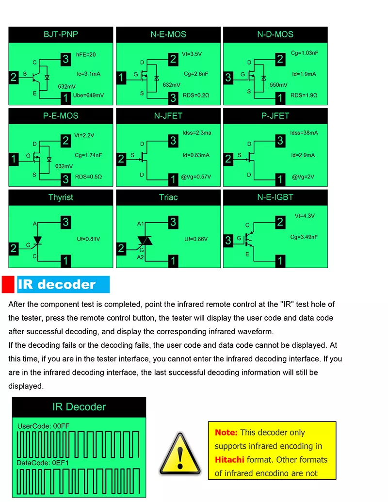 LCR-T10H Transistor Meter Multi-Function acitance Resistance Tester Large Screen Graphic Display Transistor Meter for Diode acitor Resistor Transistor