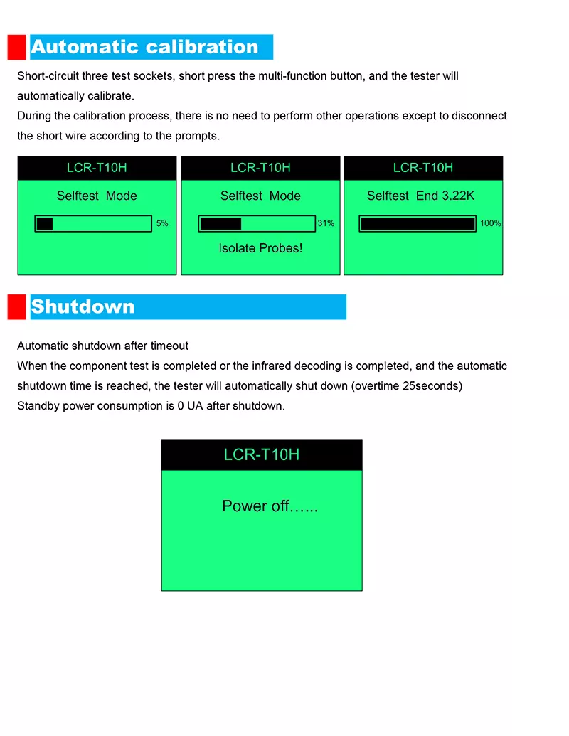 LCR-T10H Transistor Meter Multi-Function acitance Resistance Tester Large Screen Graphic Display Transistor Meter for Diode acitor Resistor Transistor