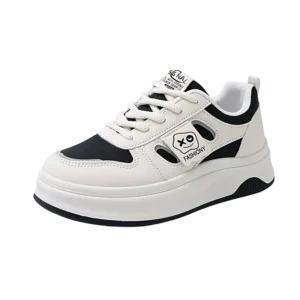low-top white skate shoes, women's sporty casual 8519