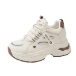 Women's Chunky Sneakers with Inner Height Increase and Thick Soles for Casual Wear