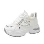 Women's Chunky Sneakers with Inner Height Increase and Thick Soles for Casual Wear