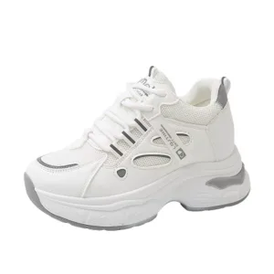 Women's Chunky Sneakers with Inner Height Increase and Thick Soles for Casual Wear
