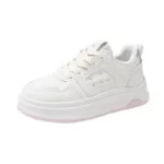 Low-cut board shoes, white athletic shoes, women's sporty casual footwear
