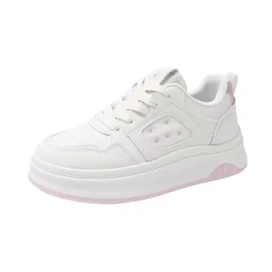 Low-cut board shoes, white athletic shoes, women's sporty casual footwear