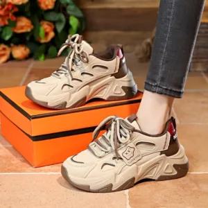 Low-cut leather dad shoes, sports casual and versatile women's shoes