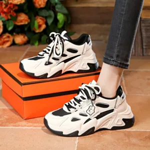 Low-cut leather dad shoes, sports casual and versatile women's shoes