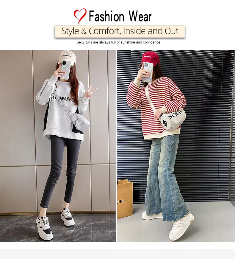 low-top white skate shoes, women's sporty casual 8519