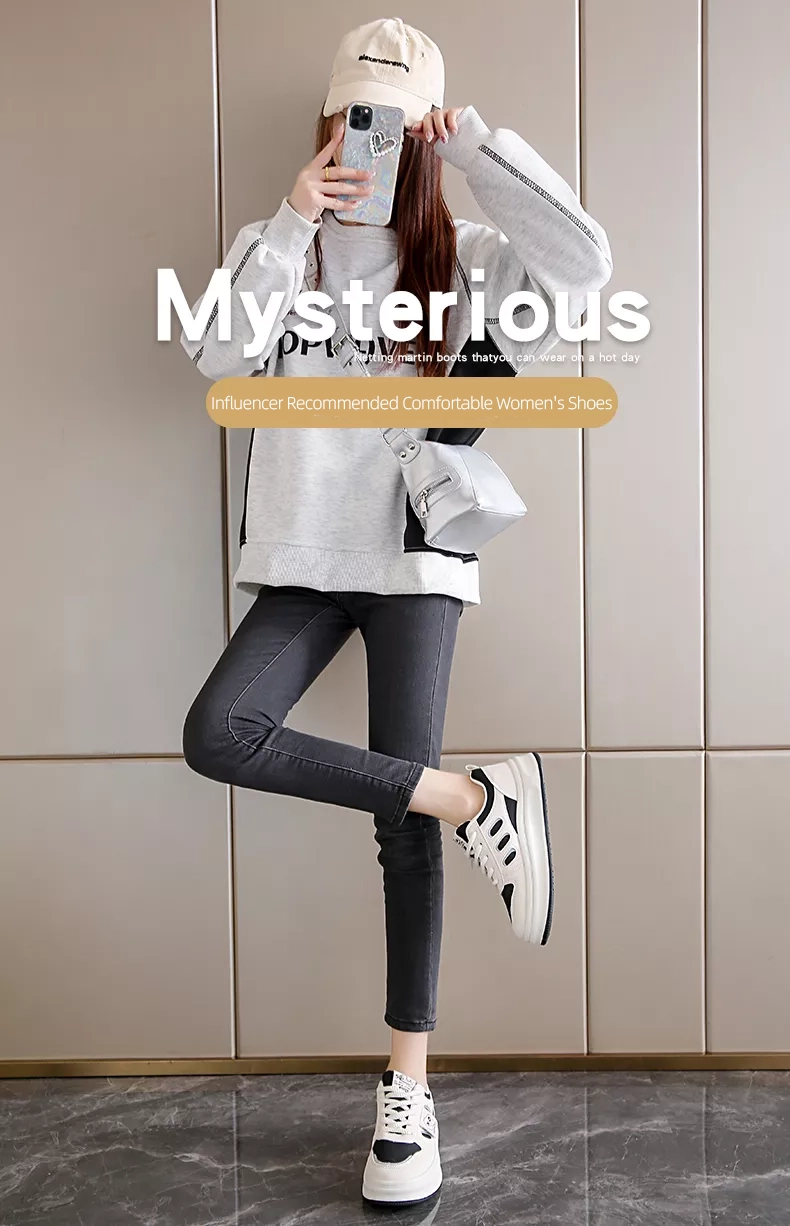 low-top white skate shoes, women's sporty casual 8519