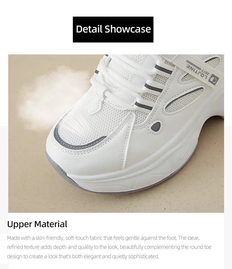 Women's Chunky Sneakers with Inner Height Increase and Thick Soles for Casual Wear