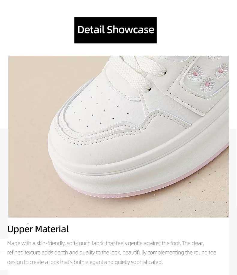 Low-cut board shoes, white athletic shoes, women's sporty casual footwear