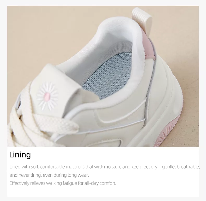 Low-cut board shoes, white athletic shoes, women's sporty casual footwear