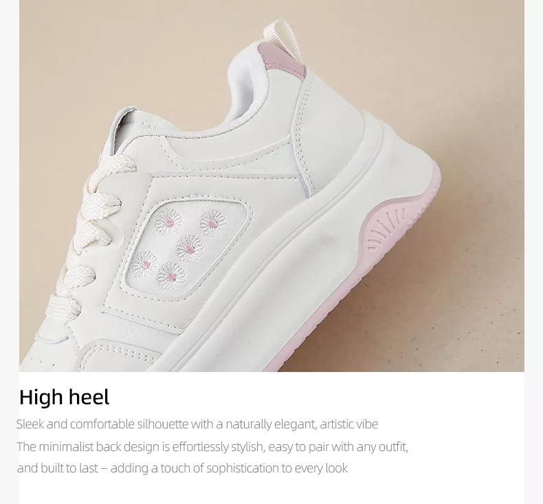 Low-cut board shoes, white athletic shoes, women's sporty casual footwear