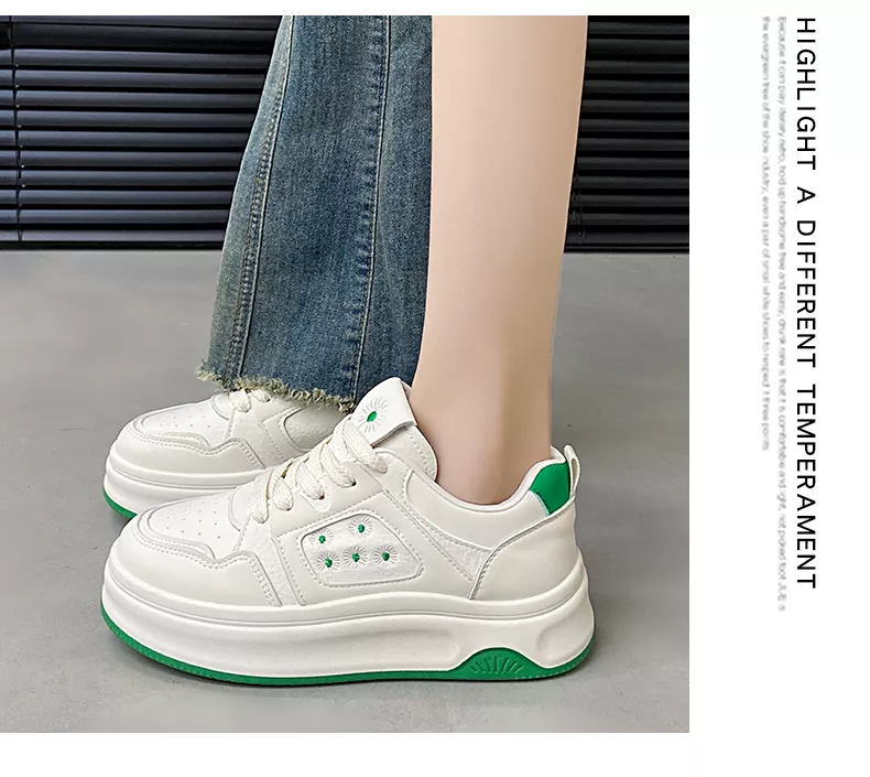 Low-cut board shoes, white athletic shoes, women's sporty casual footwear