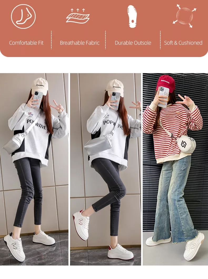 Low-top skate shoes, white sneakers, sports casual women's shoes 8513