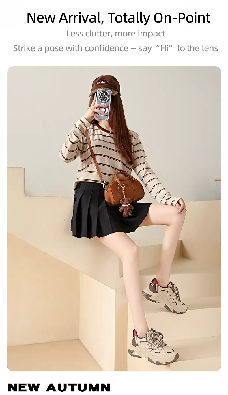 Low-cut leather dad shoes, sports casual and versatile women's shoes