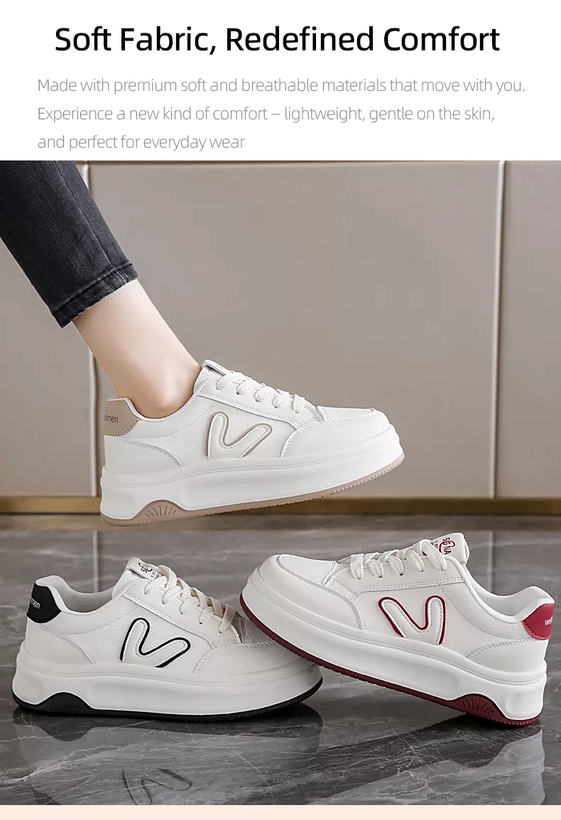 Low-top skate shoes, white sneakers, sports casual women's shoes 8513