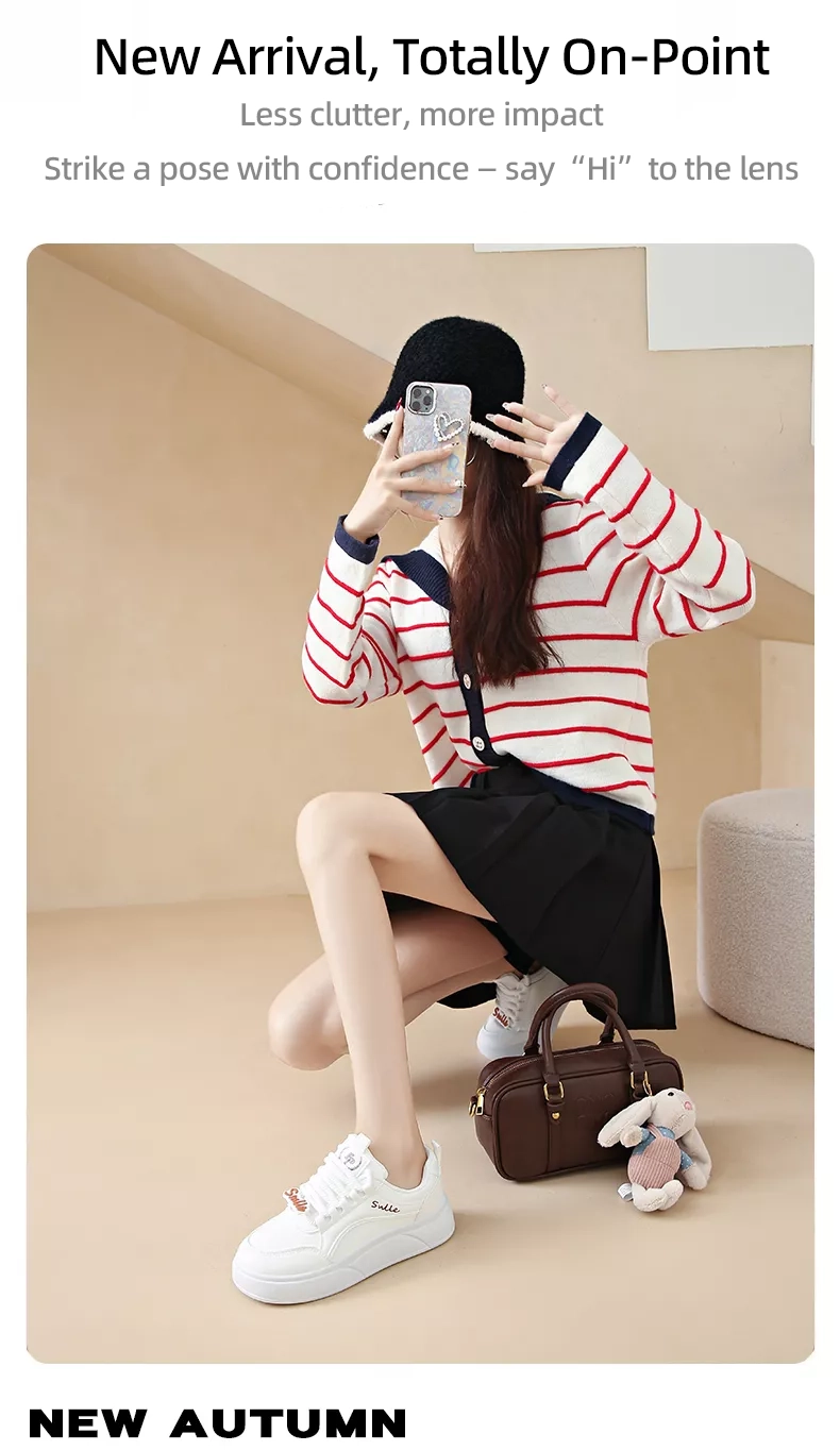 white sneakers, skate shoes, casual and versatile women's shoes EP912