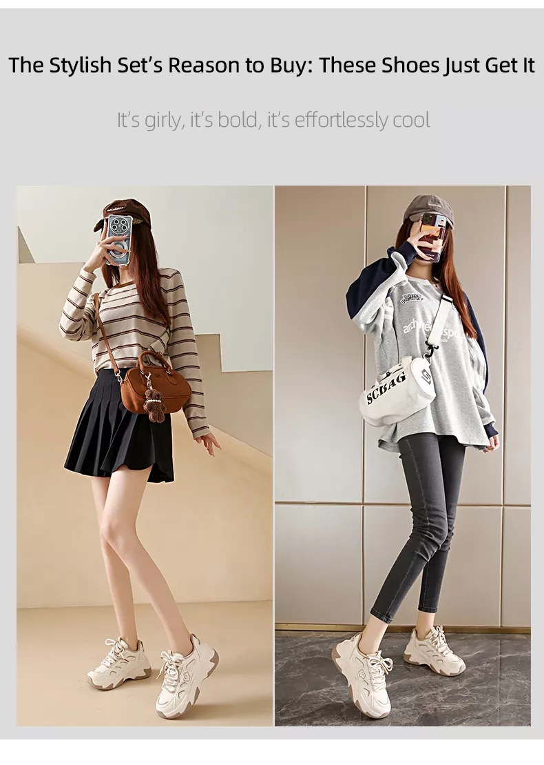 Low-cut leather dad shoes, sports casual and versatile women's shoes