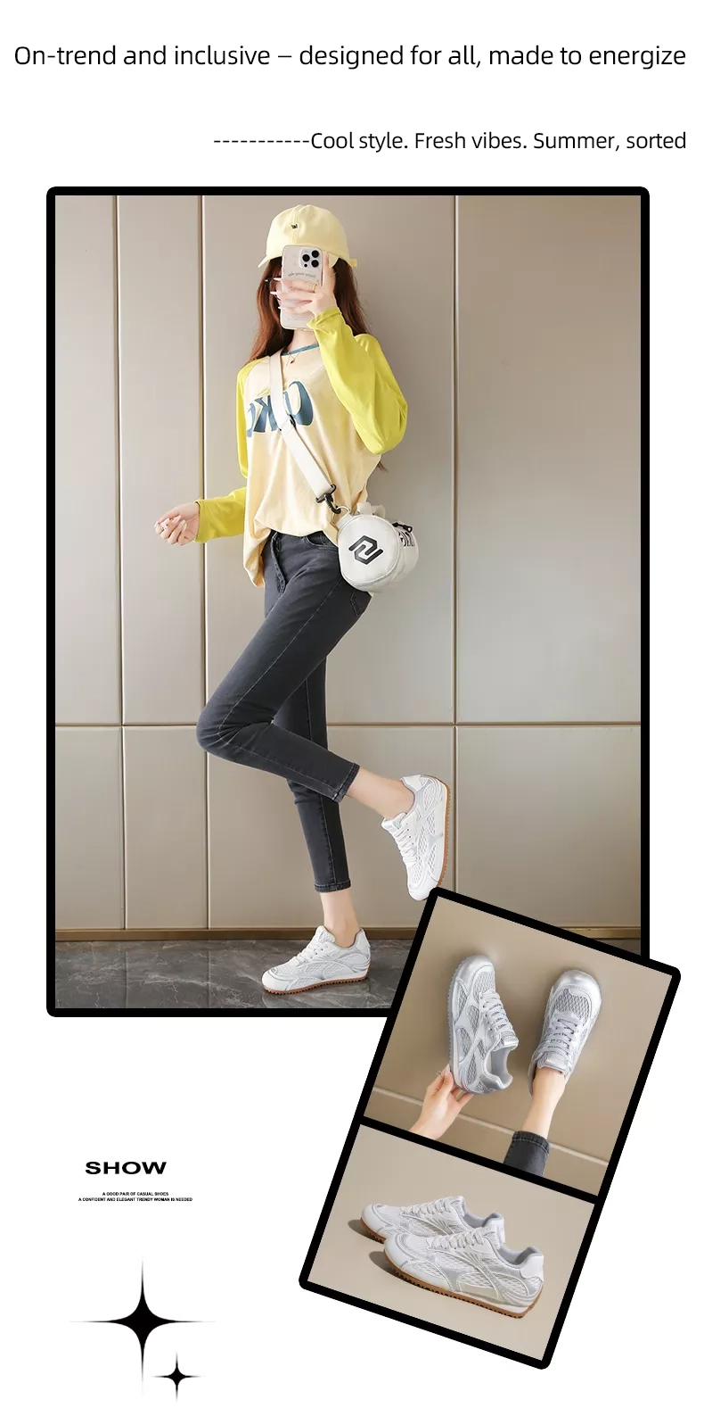 BN2006 Cortez women's sports casual shoes with built - in height increase, for outdoor wear