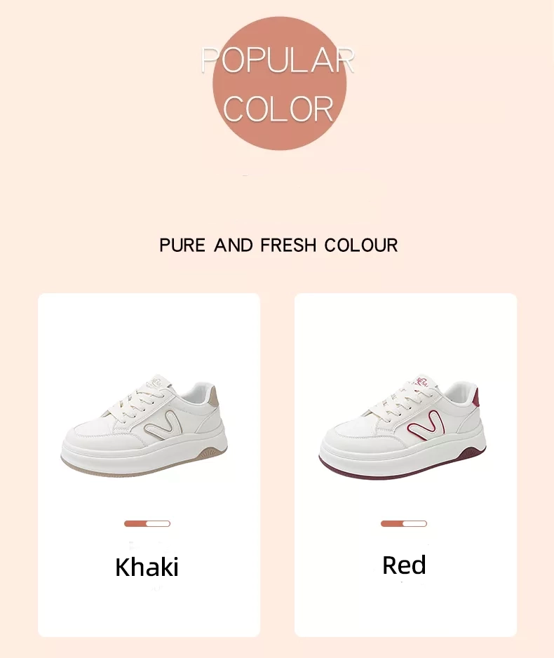 Low-top skate shoes, white sneakers, sports casual women's shoes 8513