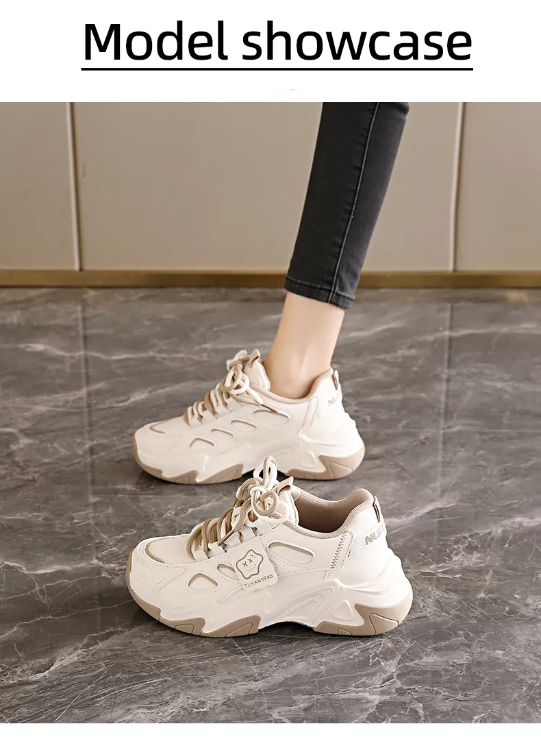 Low-cut leather dad shoes, sports casual and versatile women's shoes