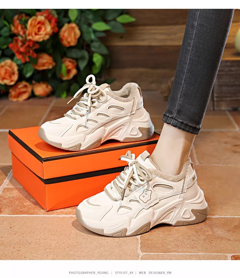 Low-cut leather dad shoes, sports casual and versatile women's shoes