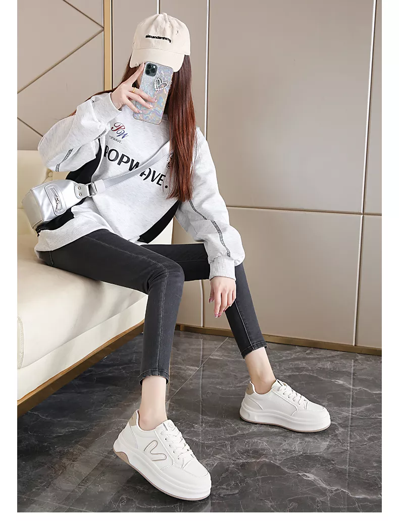 Low-top skate shoes, white sneakers, sports casual women's shoes 8513
