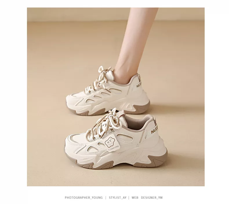 Low-cut leather dad shoes, sports casual and versatile women's shoes