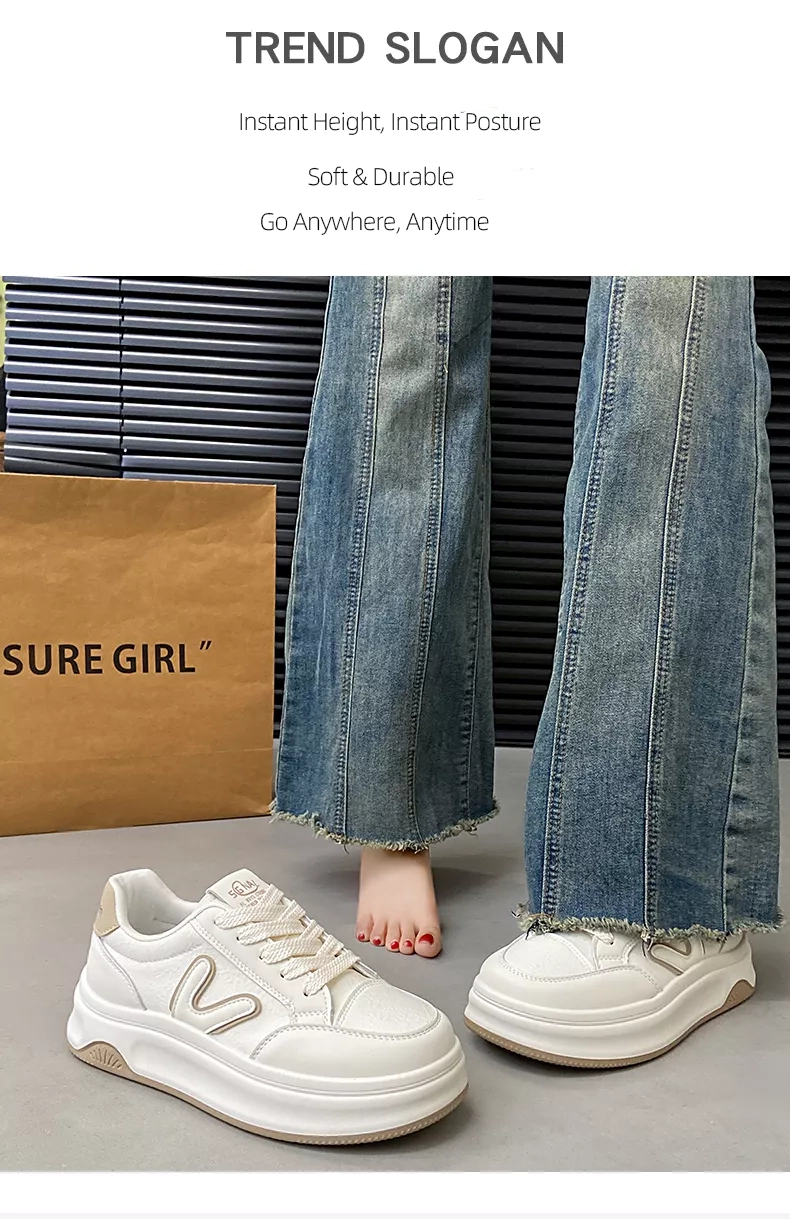 Low-top skate shoes, white sneakers, sports casual women's shoes 8513