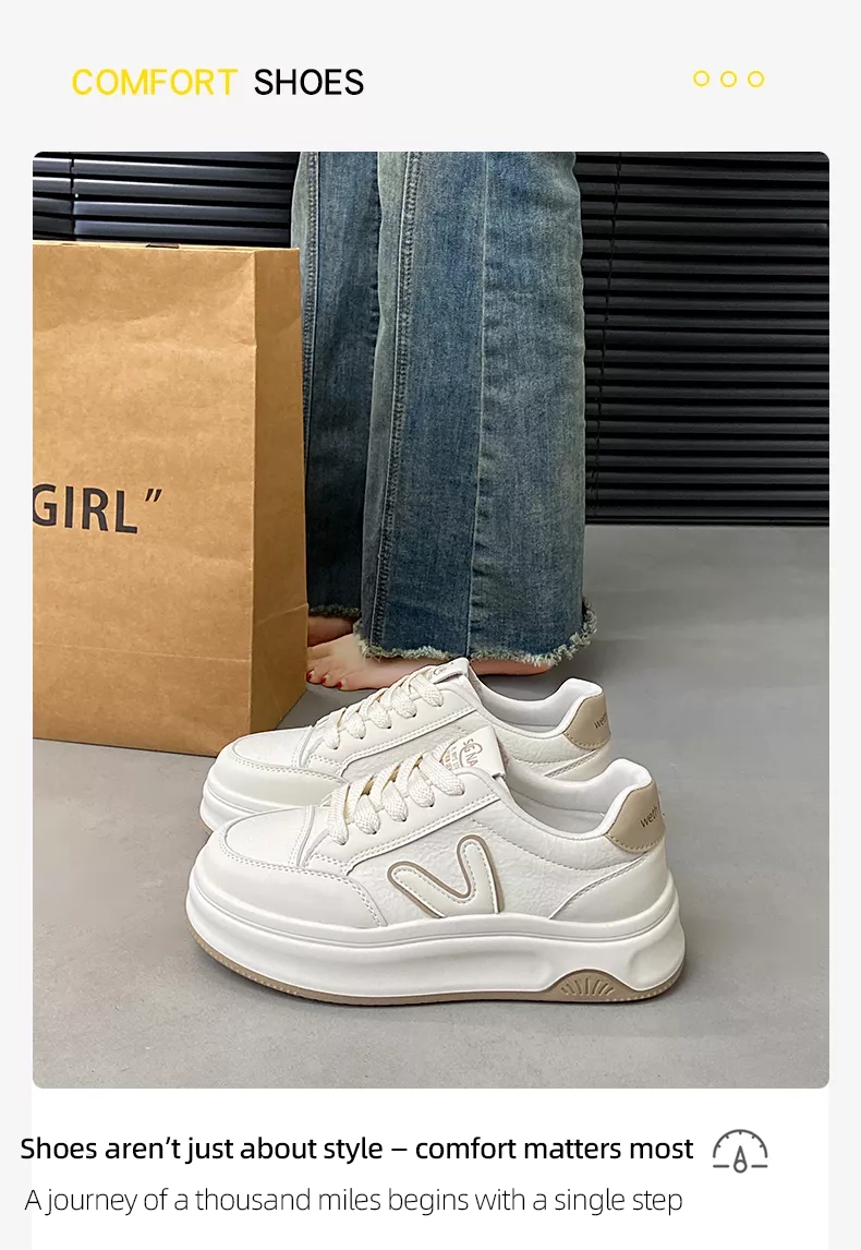 Low-top skate shoes, white sneakers, sports casual women's shoes 8513