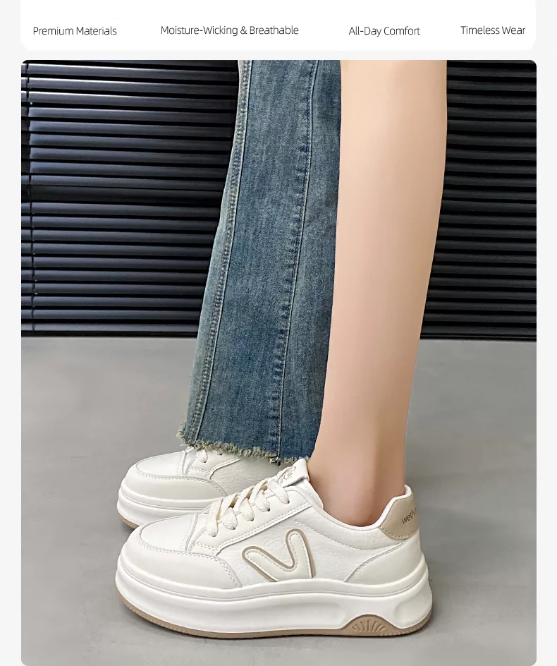 Low-top skate shoes, white sneakers, sports casual women's shoes 8513