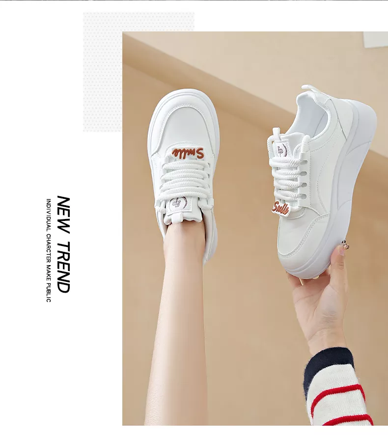white sneakers, skate shoes, casual and versatile women's shoes EP912