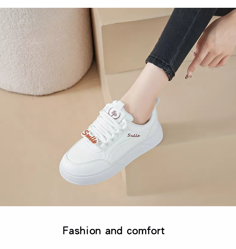 white sneakers, skate shoes, casual and versatile women's shoes EP912