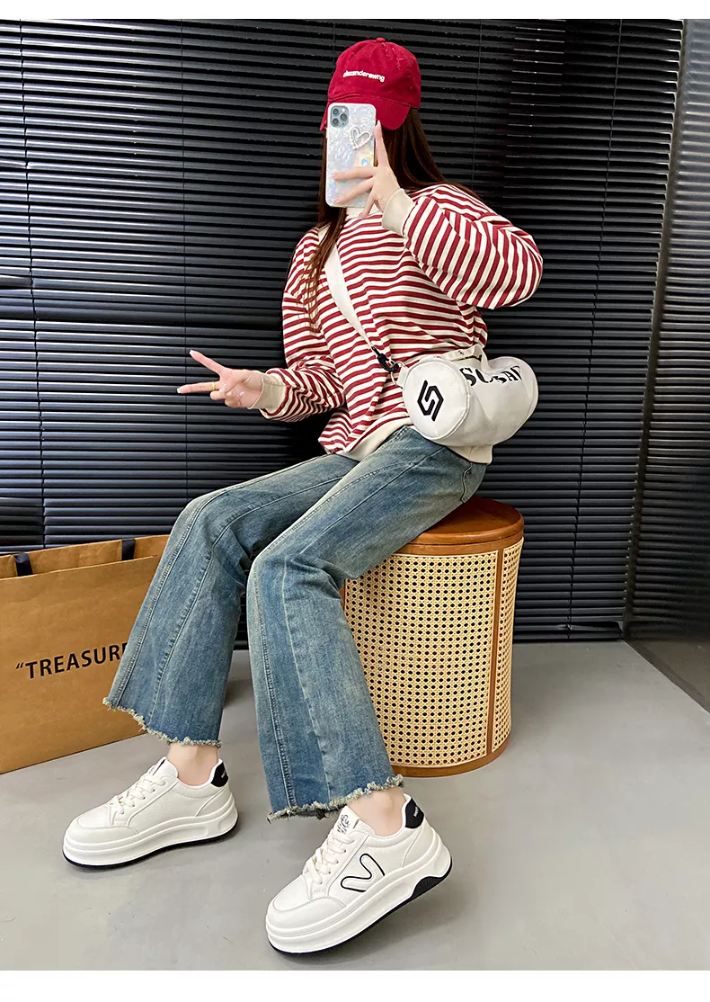 Low-top skate shoes, white sneakers, sports casual women's shoes 8513