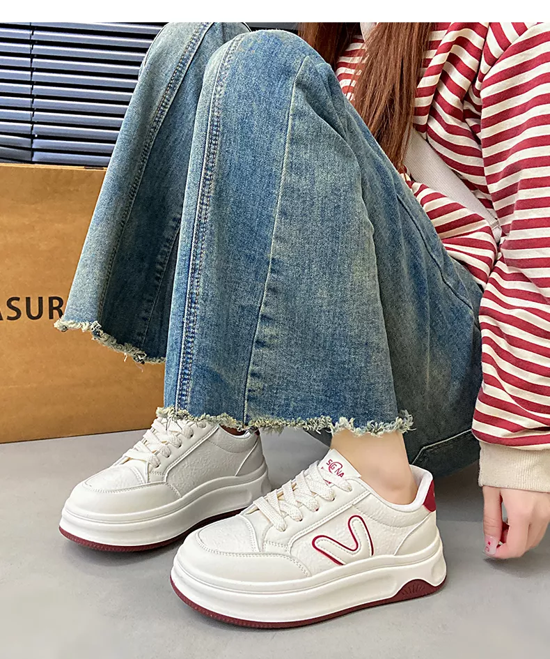 Low-top skate shoes, white sneakers, sports casual women's shoes 8513
