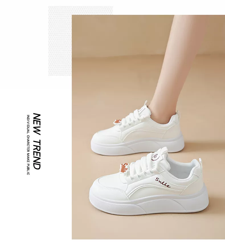 white sneakers, skate shoes, casual and versatile women's shoes EP912