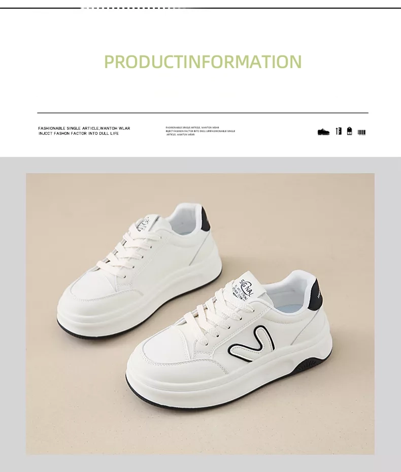 Low-top skate shoes, white sneakers, sports casual women's shoes 8513