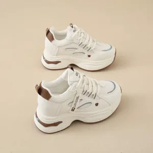 Women's Chunky Sneakers with Inner Height Increase and Thick Soles for Casual Wear