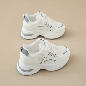 Women's Chunky Sneakers with Inner Height Increase and Thick Soles for Casual Wear