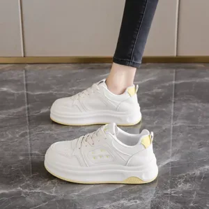 Low-cut board shoes, white athletic shoes, women's sporty casual footwear