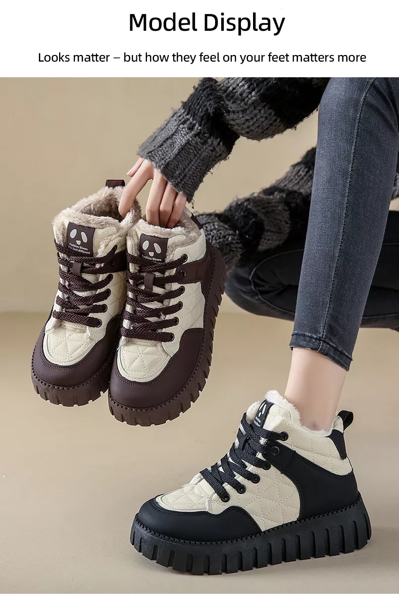 Women's High-Top Fleece-Lined Warm Casual Sports Sneakers for Winter