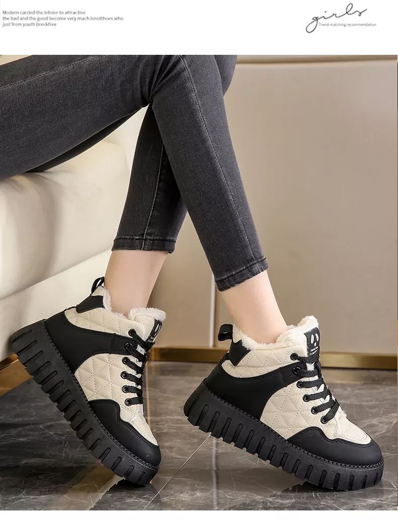 Women's High-Top Fleece-Lined Warm Casual Sports Sneakers for Winter