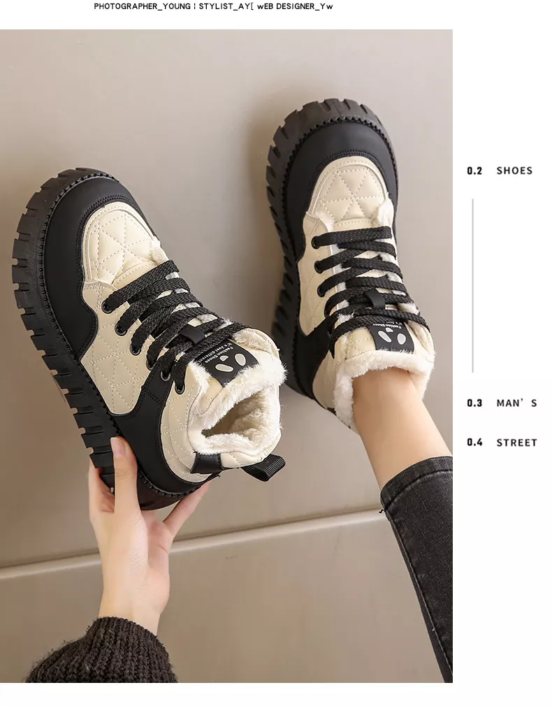 Women's High-Top Fleece-Lined Warm Casual Sports Sneakers for Winter