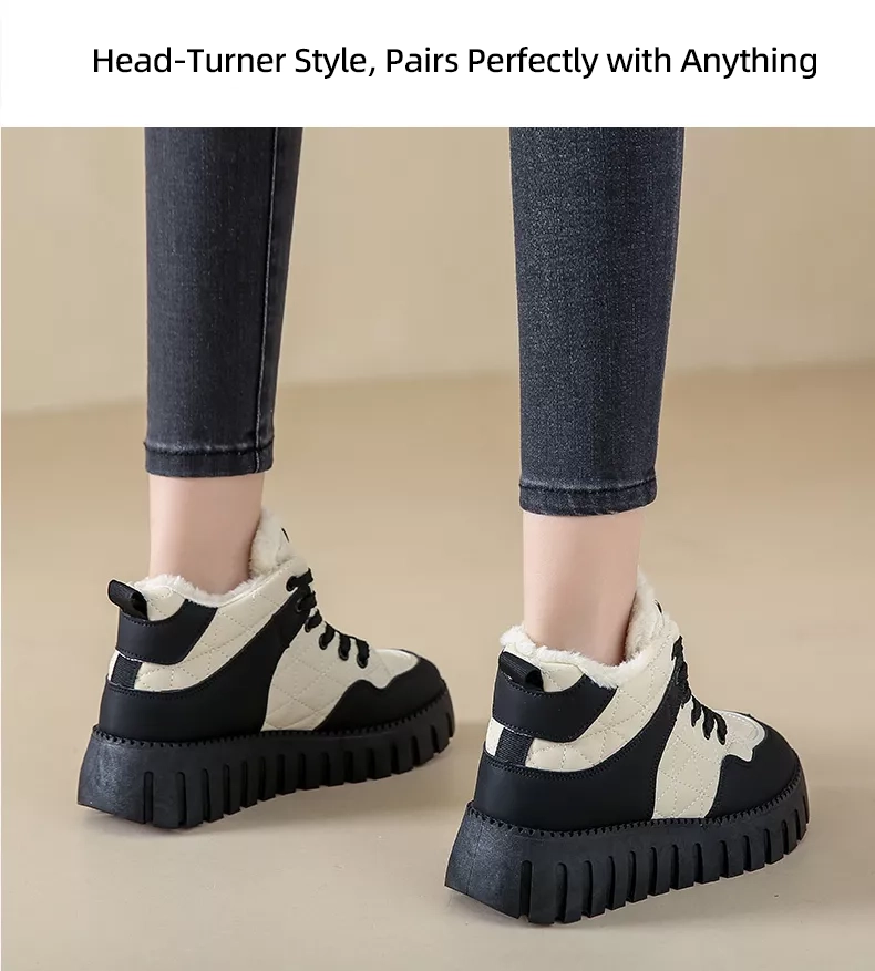 Women's High-Top Fleece-Lined Warm Casual Sports Sneakers for Winter