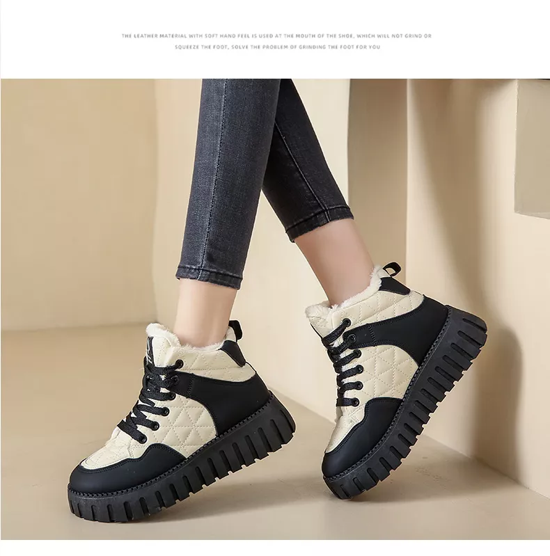 Women's High-Top Fleece-Lined Warm Casual Sports Sneakers for Winter