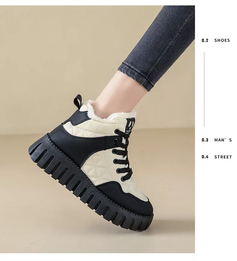 Women's High-Top Fleece-Lined Warm Casual Sports Sneakers for Winter