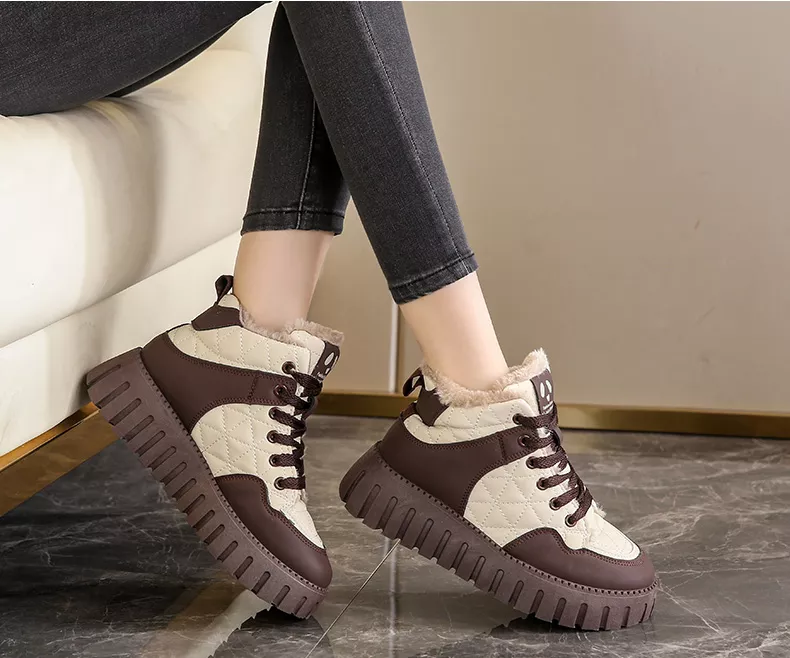 Women's High-Top Fleece-Lined Warm Casual Sports Sneakers for Winter