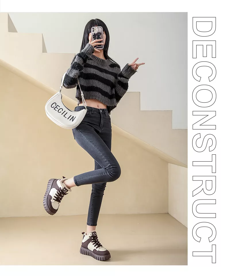 Women's High-Top Fleece-Lined Warm Casual Sports Sneakers for Winter